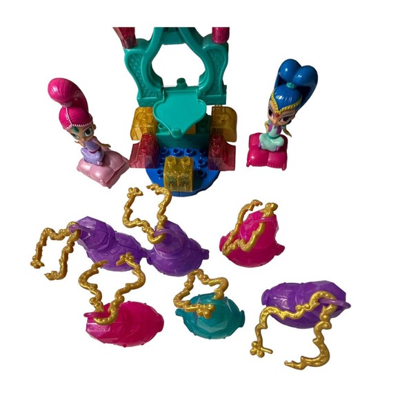 LOT Mega Bloks Shimmer & Shine Bedtime Building Set + 5 Teenie Genies + Bottles - Picture 7 of 16